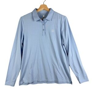 Solbari Women's Long Sleeve UPF 50+ Solar Barrier Polo Shirt Medium Blue